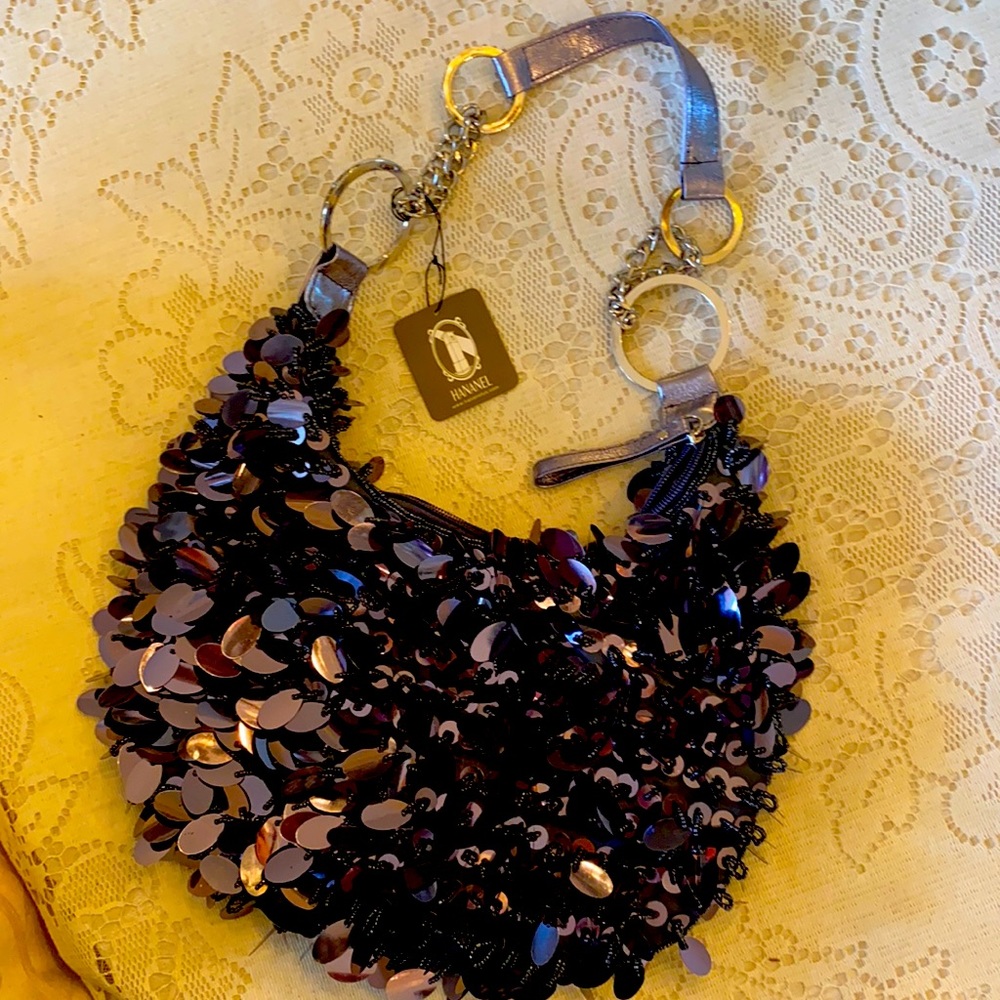 Black beaded sequin purse brand new